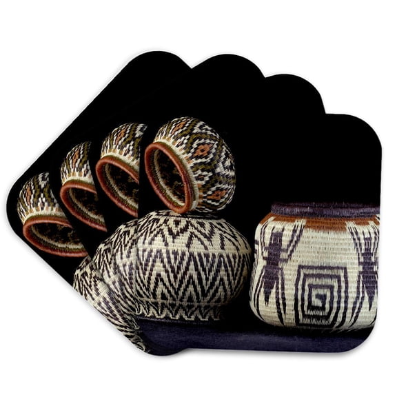 3dRose, Panama, Embera Indian baskets, handicraft - SA15 CMI0217 - Cindy Miller Hopkins, Set of 4 Coasters - Soft