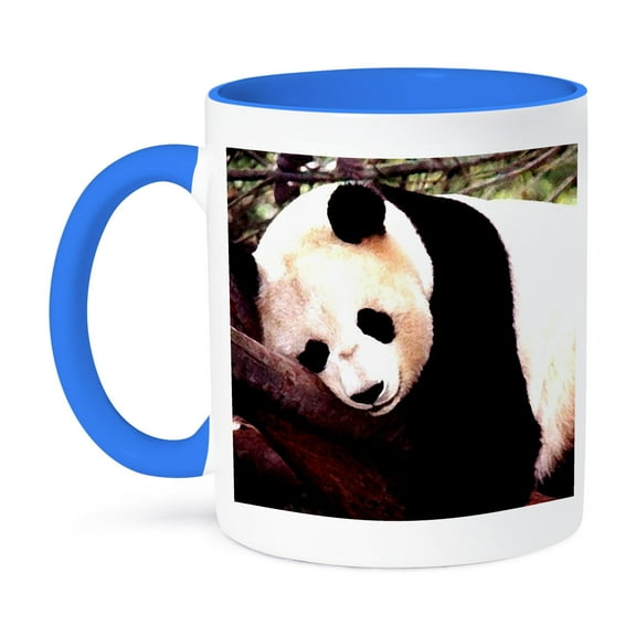 3dRose, Panda Bear, 11oz Two-Tone Blue Mug