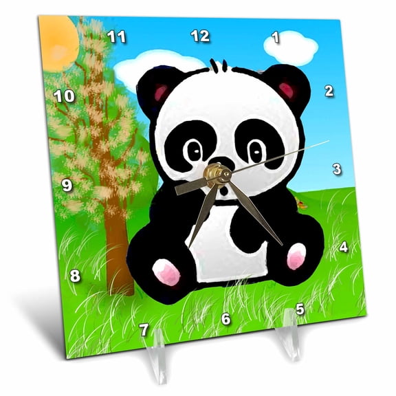 3dRose, Panda Bear, 6x6 Desk Clock
