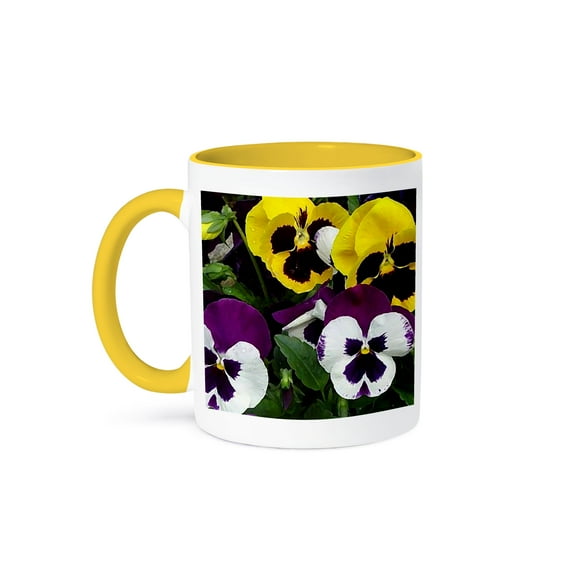 3dRose, Pansie, 11oz Two-Tone Yellow Mug