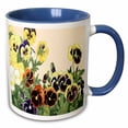 thumbnail image 1 of 3drose, Pansy, Spring Flowers in Yellow, Purple, White and Orange, 15oz Two-tone Blue Mug, 1 of 6