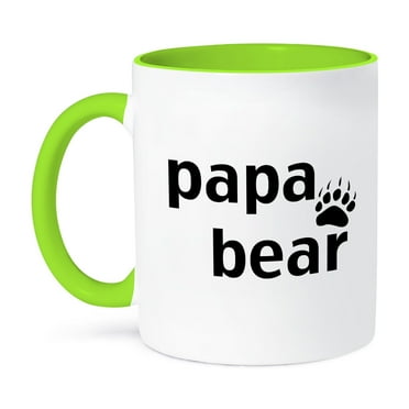 3dRose, Papa bear, 11oz Two-Tone Green Mug