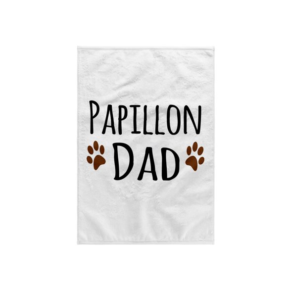 3dRose, Papillon Dog Dad - Doggie by breed - muddy brown paw prints - doggy lover - proud pet owner love, 15x22 Hand Towel