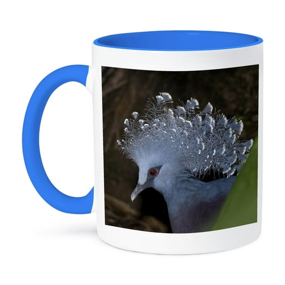 3dRose, Papua New Guinea, Victoria Crowned Pigeon, bird - OC12 BFR0036 - Bernard Friel, 11oz Two-Tone Blue Mug