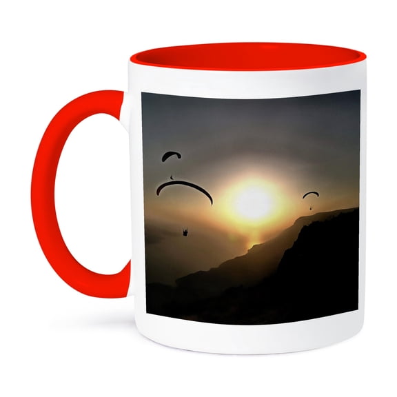 3dRose, Paragliders Flying Without Wings, 15oz Two-Tone Red Mug