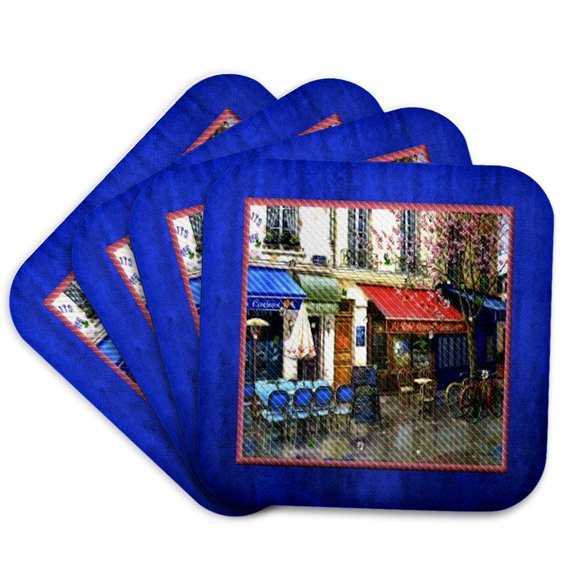 3drose, Paris Cafe, Set of 4 Coasters - Soft