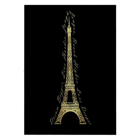 3dRose, Paris Dream Bigger Inspirational Design Black and Gold, 22x30 Bath Hand Pool Towel