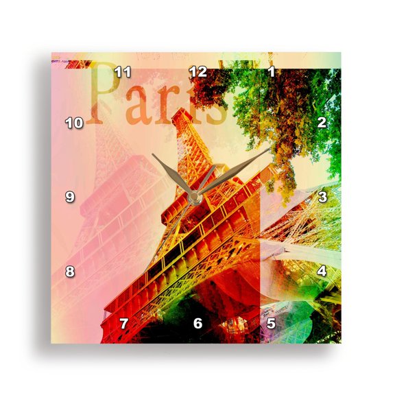 3dRose, Paris- Eiffel Tower- Europe- Travel, 15x15 Wall Clock