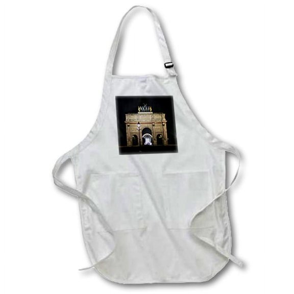 3dRose, Paris France, Arch of Triumph at night, BLACK Full Length Apron with Pockets 22w x 30l