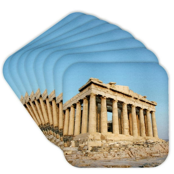 3dRose, Parthenon, Ancient Architecture, Acropolis, Athens, Greece - EU12 PRI0107 - Prisma, set of 8 Coasters - Soft