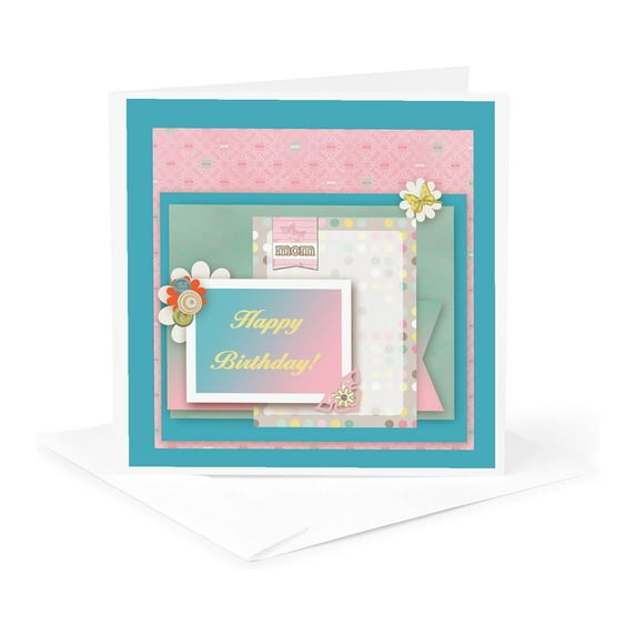 3drose, Pastel Butterflies and Flowers, Happy Birthday to Mom, 1 Greeting Card with Envelope