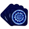 thumbnail image 1 of 3drose, Pastel Blue and Cobalt Fantasy Mandala Flower on Royal Blue Background, Set of 4 Coasters - Soft, 1 of 7