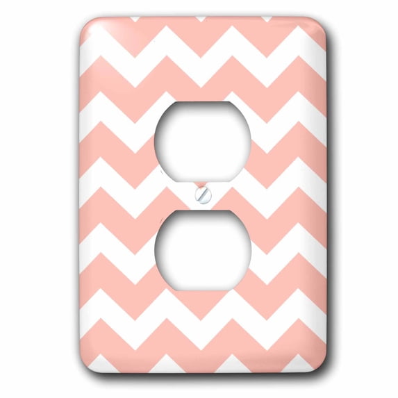 3dRose Pastel coral orange and white zig zag chevron pattern - Salmon pink, 2 Plug Outlet Cover