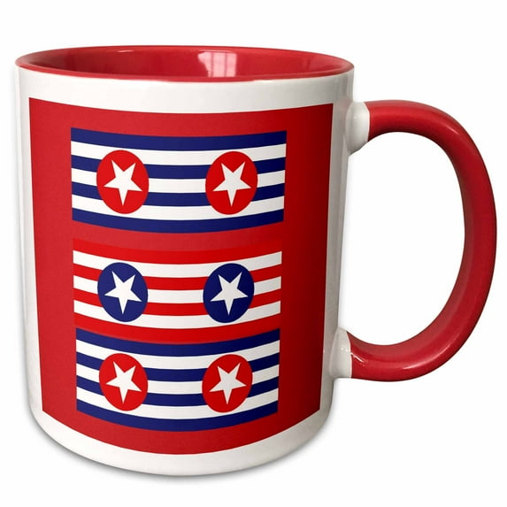 3drose, Patriotic, 11oz Two-tone Red Mug