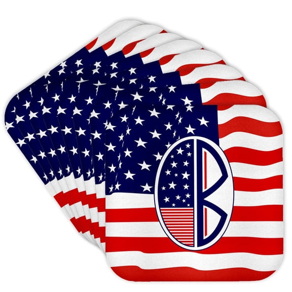 3drose, Patriotic Art Deco Monograms- Initial Letter B, Set of 8 Coasters - Soft
