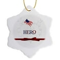 thumbnail image 1 of 3drose, Patriotic Hero Star Spangled Etched-like Heart with American Flag, 3 inch Snowflake Porcelain Ornament, 1 of 7