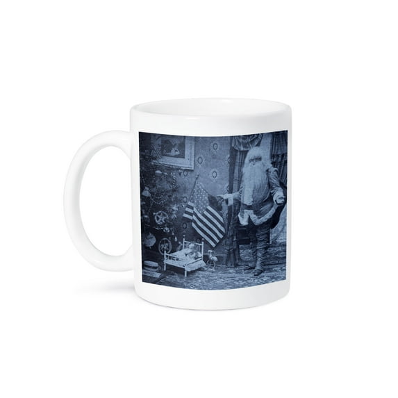3dRose, Patriotic Santa - Vintage Christmas Cyan Tone, 15oz Mug
