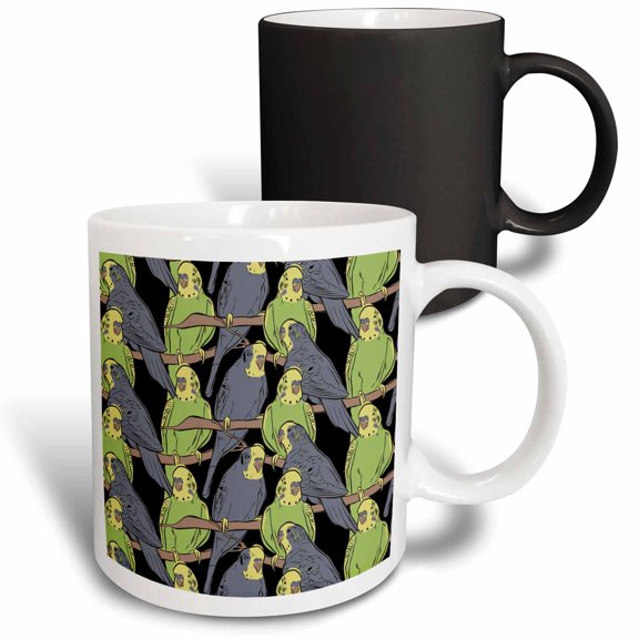 3drose, Pattern Style of Budgie Budgerigar Bird Pet Cockatiel, 11oz Magic Transforming Mug