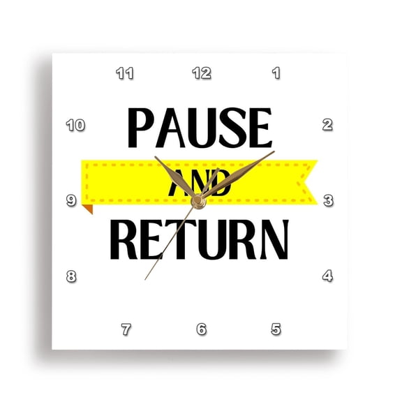 3dRose, Pause and Return with yellow bookmark, 15x15 Wall Clock