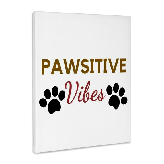 3dRose, Paw Print with Text Pawsitive Vibes, Museum Grade Canvas Wrap 11x14
