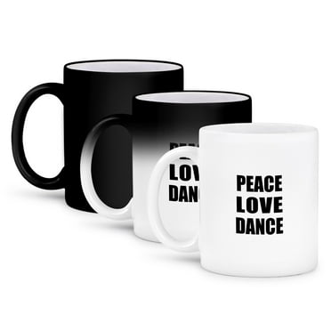 3dRose, Peace Love and Dance - Things that make me happy - dancing dancer gift, 11oz Magic Transforming Mug