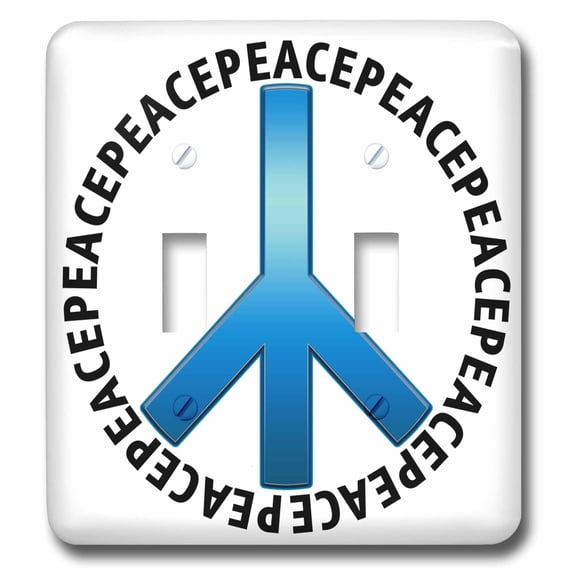 3dRose, Peace Sign 1 shows a blue peace sign with peace text repeating as an outer circle, double toggle switch