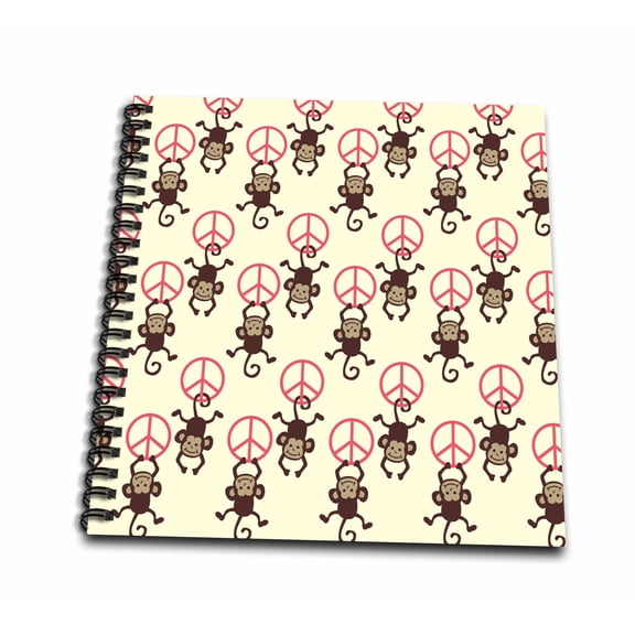 3dRose, Peace Sign Monkeys - Fun Lovable Art - Cute Animals, Mini Notepad 4 x 4 inch