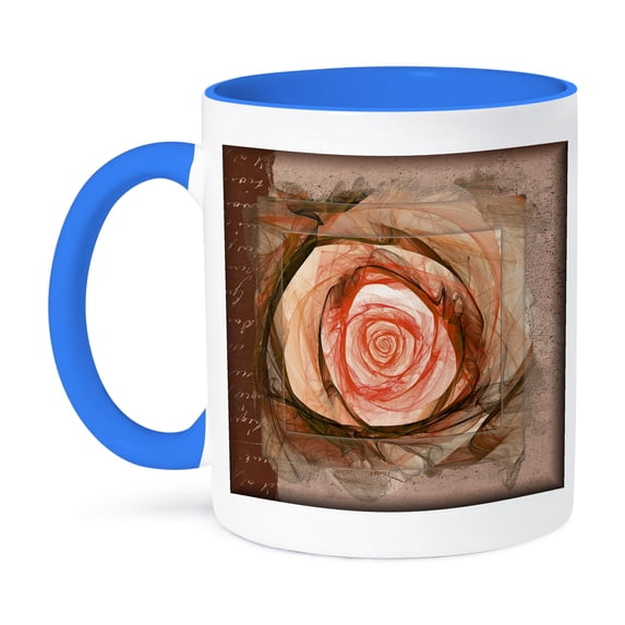 3dRose, Peach Rose, 11oz Two-Tone Blue Mug