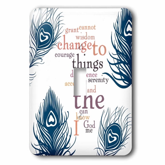 3dRose, Peacock Feathers Serenity Prayer Word Art, single toggle switch