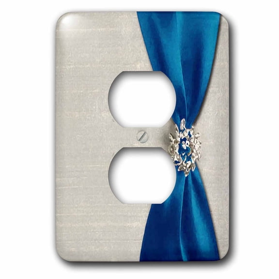 3dRose, Pearl Blue Satin Ribbon with Jewel, 2 plug outlet cover