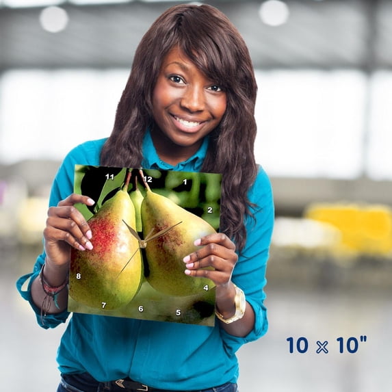 3dRose, Pears, 10x10 Wall Clock