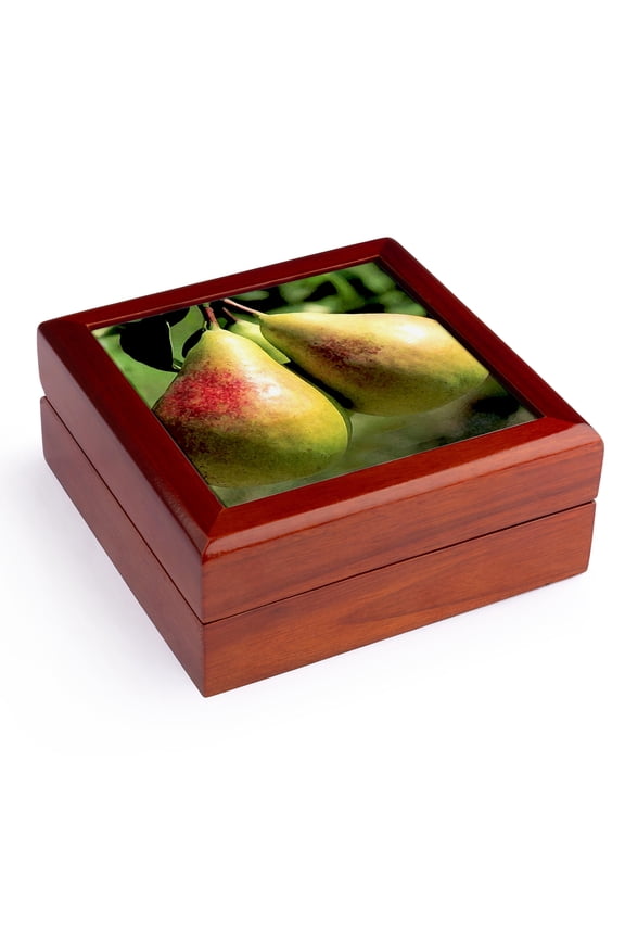 , Pears, Jewelry Box 5.5x5.5 inch with 4 inch tile