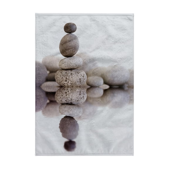 3dRose, Pebble Stone Cairn Zen Style Reflecting In Water, 15x22 Hand Towel
