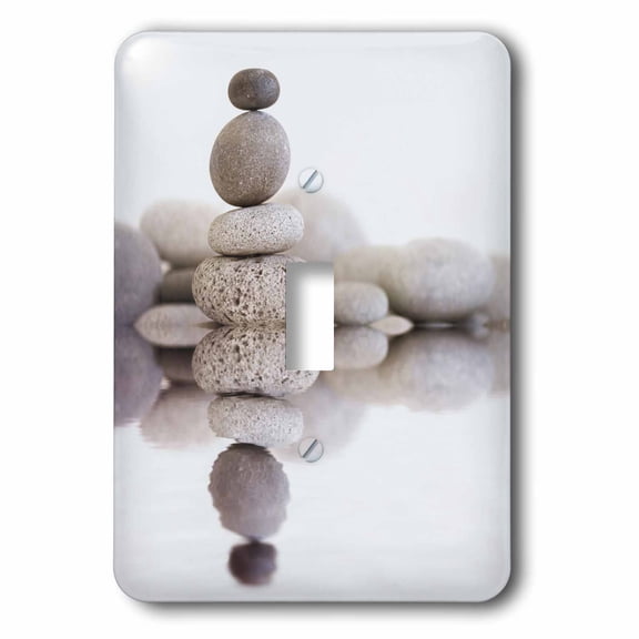 3dRose, Pebble Stone Cairn Zen Style Reflecting In Water, single toggle switch