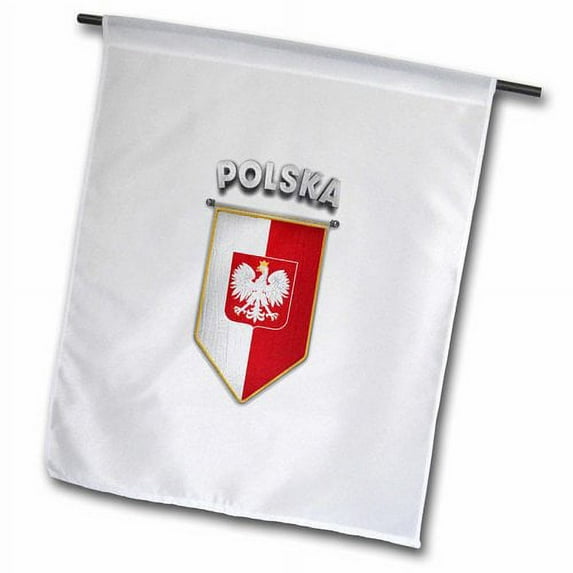 3dRose, Pennant with flag of Poland Polish Banner Coat of Arms, 18 x 27 inch Garden Flag