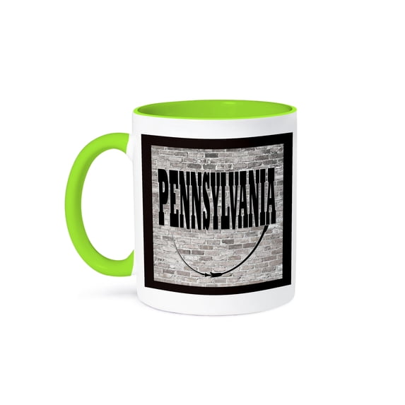 3dRose, Pennsylvania. State Capital is Harrisburg., 11oz Two-Tone Green Mug