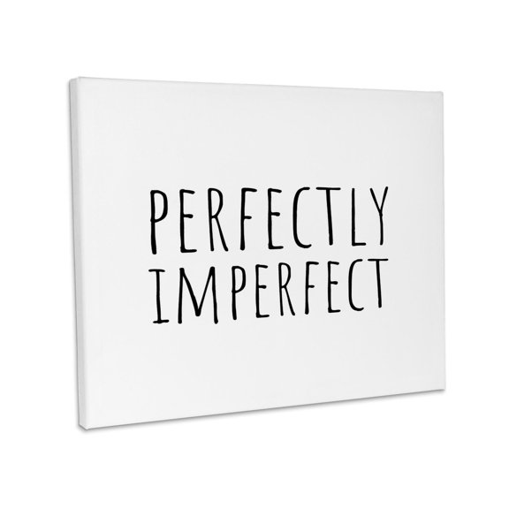 3dRose, Perfectly Imperfect. Thin black lettering on a white background., Museum Grade Canvas Wrap 10x8