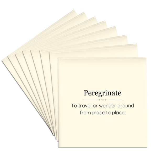 3drose, Perigrinate and Its Meaning Typography, Set of 8 Ceramic Tile Coasters