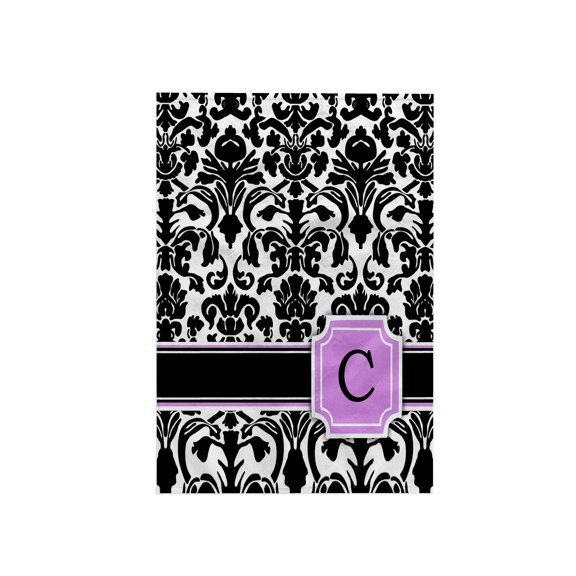 3dRose, Personal initial C monogrammed pink black and white damask pattern girly stylish personalized letter, 15x22 Hand Towel