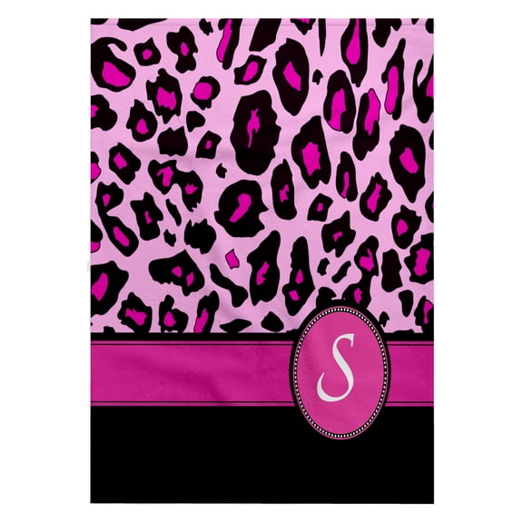 3dRose, Personalized initial S monogrammed hot pink and black leopard pattern animal print - personal letter, 22x30 Bath Hand Pool Towel