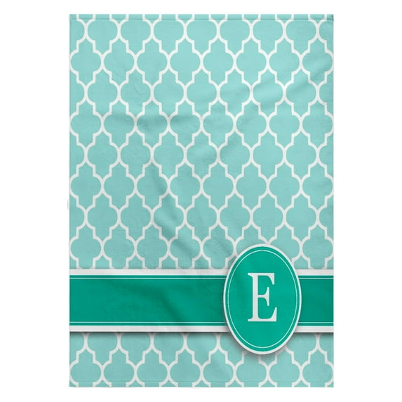 3dRose, Personalized letter E aqua blue quatrefoil pattern Teal turquoise mint monogrammed personal initial, 22x30 Bath Hand Pool Towel