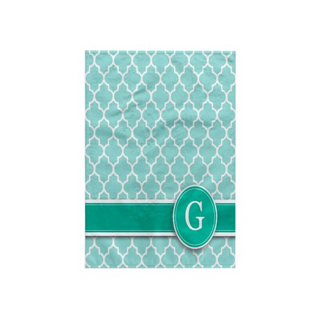 3dRose, Personalized letter G aqua blue quatrefoil pattern Teal turquoise mint monogrammed personal initial, 15x22 Hand Towel