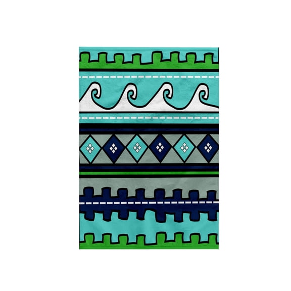 3dRose, Peru pattern - waves diamonds and stripes - south american design - blue green navy teal turquoise, 15x22 Hand Towel