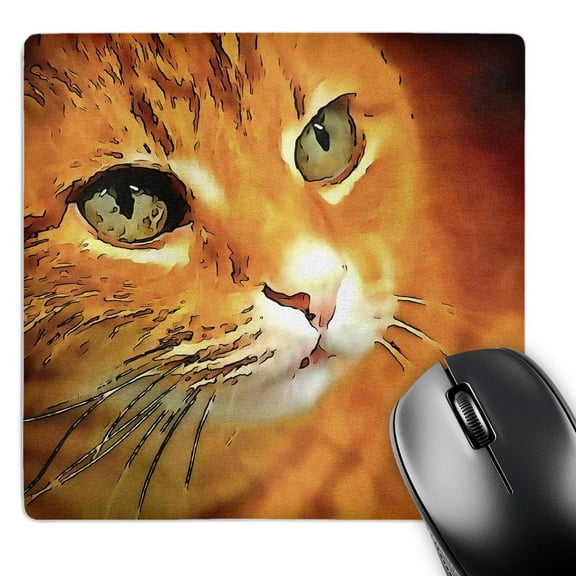 3dRose, Pet portrait of a fluffy orange tabby cat round face, MousePad