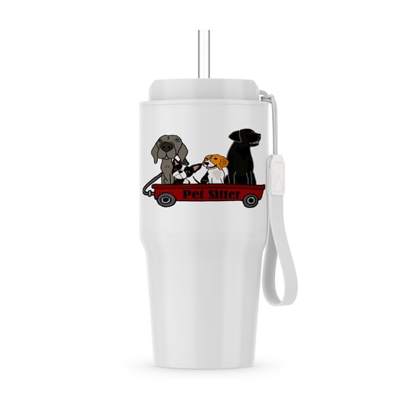 Pet Sitter Weimaraner, Black Lab, Boston Terrier, Beagle Dogs In Wagon, 20oz Tumbler