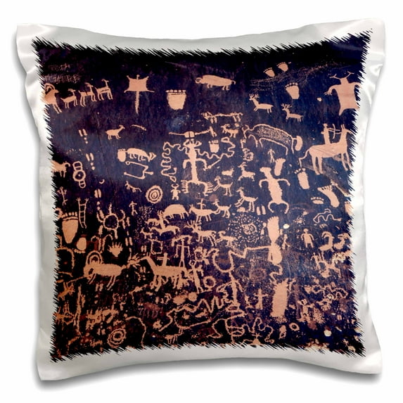 3drose, Petroglyphs, Newspaper Rock, Canyonlands, Utah, Usa - Us45 Pso0016 - Paul Souders, 16x16 inch Pillow Case