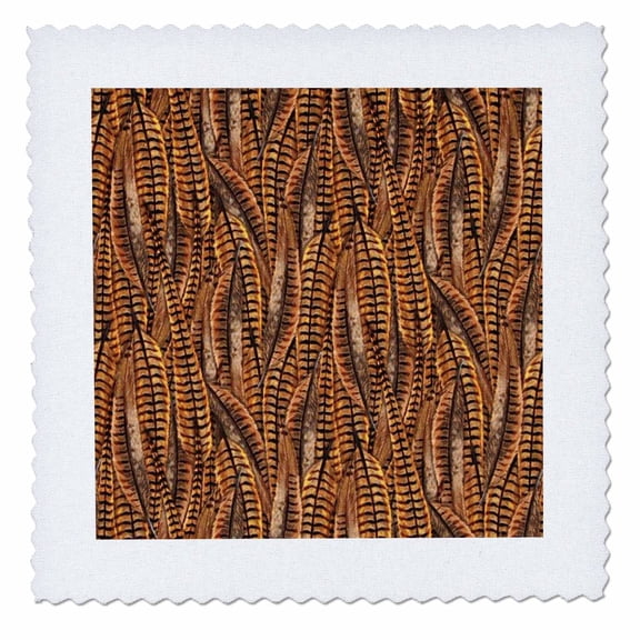 3dRose, Pheasant Feathers In Brown Yellow n Black, 6x6 inch quilt square