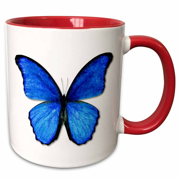 3drose, Photo Illustration Blue Butterfly, 11oz Two-tone Red Mug