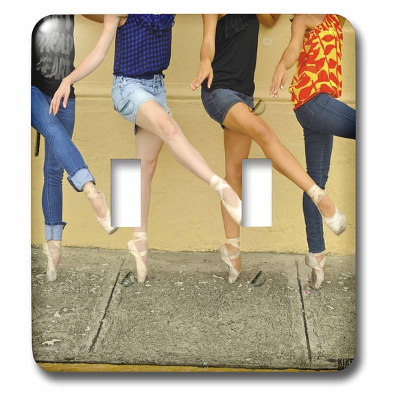 3dRose, Photo Professional ballerinas dressed up with street clothing but wearing ballet shoes, double toggle switch