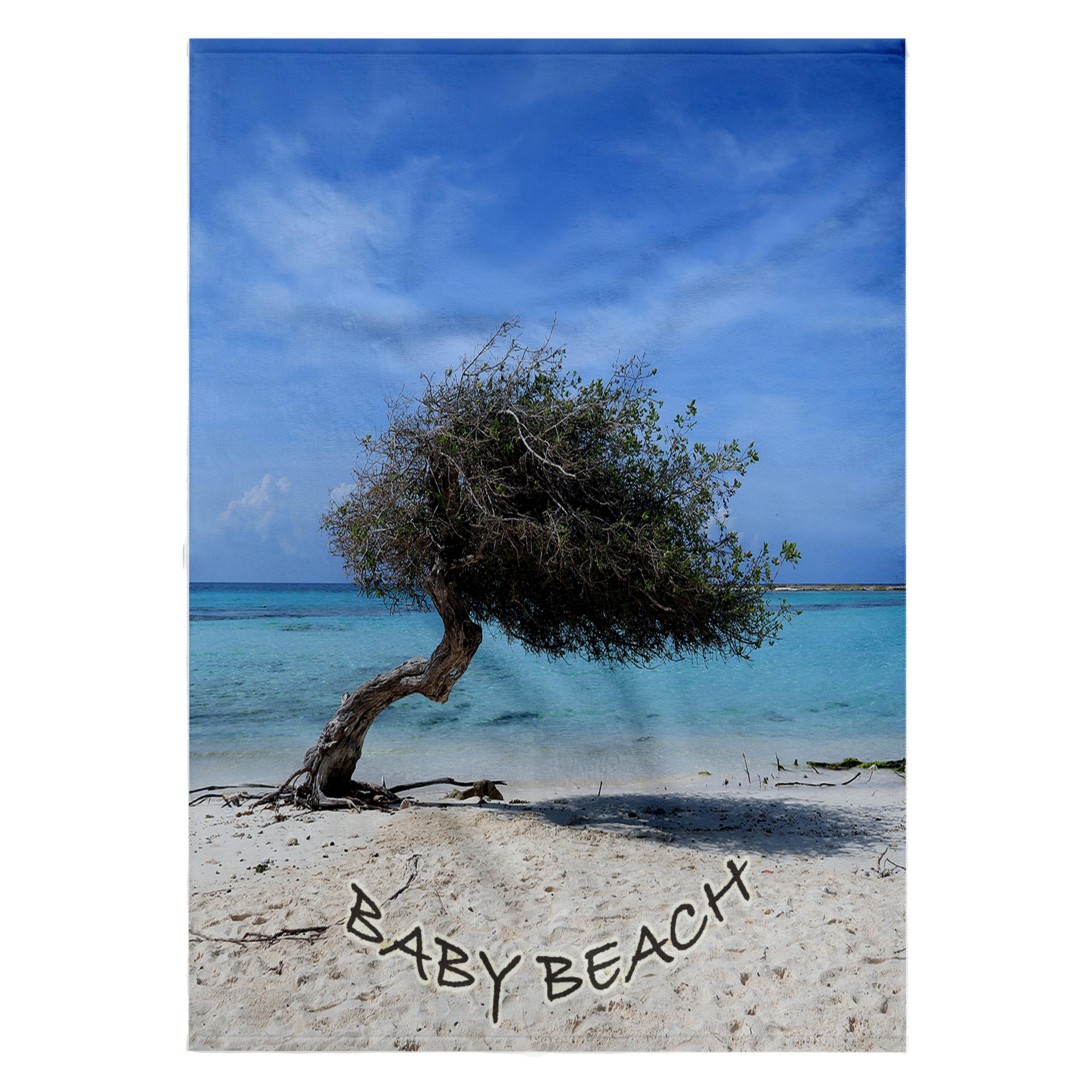3dRose, Photo of a Divi Divi Tree in Aruba with Baby Beach written in the sand, 22x30 Bath Hand Pool Towel